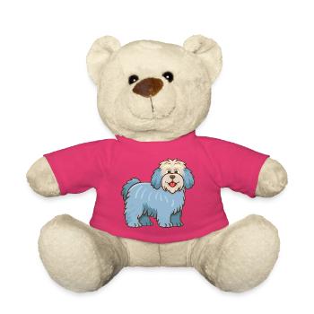 Hellblauer zotteliger Hund (Comic) - Teddy - Pink - Vorne