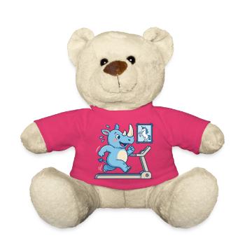 Nashorn Beim Lauftraining Mit Einhorn Fitness - Teddy - Pink - Vorne