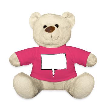 Eckige Sprechblase in Weiß - Teddy - Pink - Vorne