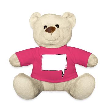 Eckige Sprechblase rechts in Weiß used look - Teddy - Pink - Vorne