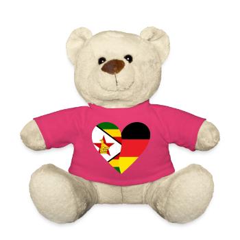 Zimbabwe Germany Heart - Teddy - Pink - Vorne