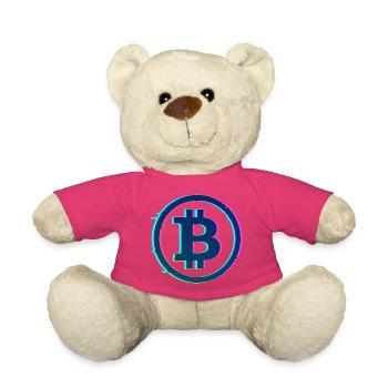 Logo Bitcoin au néon - Conception futuriste de la lueur crypto - Nounours - rose - Devant