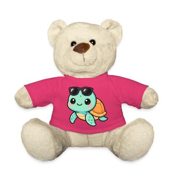 Cute turtle cartoon with sunglasses - Teddy Bear - pink - Front