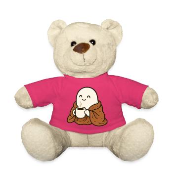 Fantôme câlin avec café et couverture - Nounours - rose - Devant