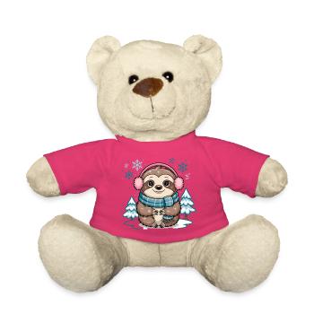  Winter Faultier Mit Schal Und Ohrwärmern - Teddy - Pink - Vorne