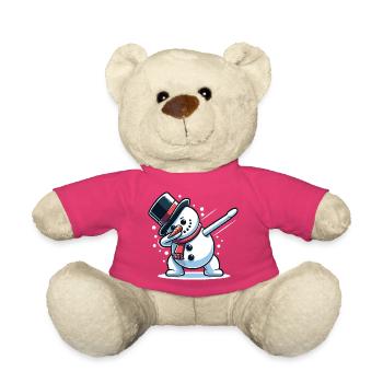 Dabbing Christmas Snowman Dab Christmas - Teddy Bear - pink - Front