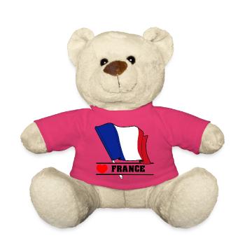 Frankreich Flaggenherz - Teddy - Pink - Vorne