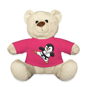 Karate Pinguin Kampfsport Kampfkunst Tritt - Teddy - Pink - Vorne