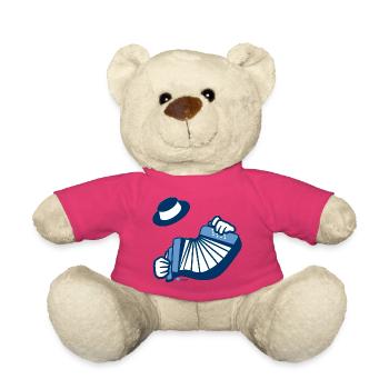 Blue accordion on a cheerful background - Teddy Bear - pink - Front