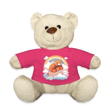 Panda rouge dans un gâteau aux nuages arc-en-ciel - Nounours - rose - Devant