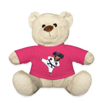 Süßer Rottweiler Welpe Karate Martial Arts Cartoon - Teddy - Pink - Vorne