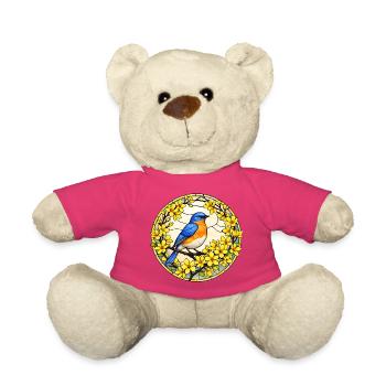 Vogel Liebhaber Shirt Bluebird Blumen Natur - Teddy - Pink - Vorne