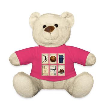 Collection de timbres de basketball vintage - Nounours - rose - Devant