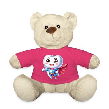 Dentiste Super-héros Dents Dents Dents Héros Se Brossant les Dents - Nounours - rose - Devant