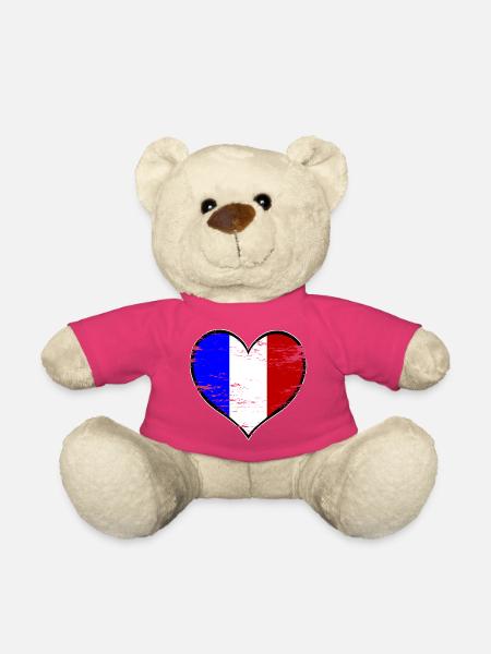 Frankreich Herzflagge used - Teddy - Pink