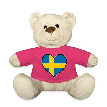 Drapeau du cœur de la Suède - Nounours - rose - Devant