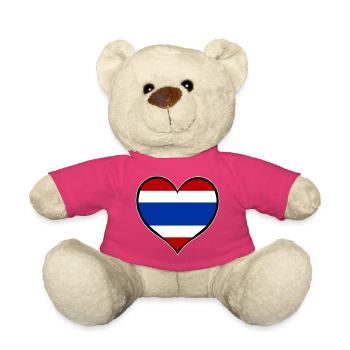 Drapeau du cœur de Thaïlande - Nounours - rose - Devant