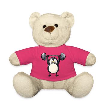 Süßer Pinguin Bodybuilder Fitness Cartoon - Teddy - Pink - Vorne