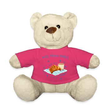 Ein Kuss aus Paris, Frankreich mit Croissant - Teddy - Pink - Vorne