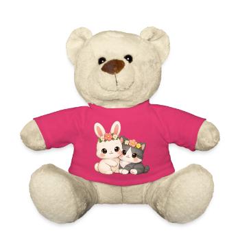 Lapin avec chat - Nounours - rose - Devant