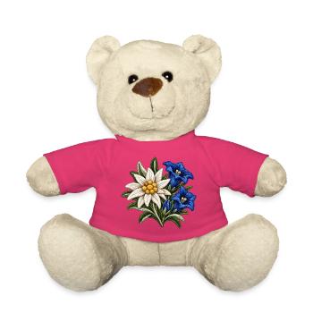 Edelweiß und Enzian im Stickerei-Look - Teddy - Pink - Vorne