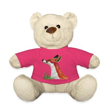 Fuchs schnuppert im Gras - Teddy - Pink - Vorne