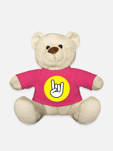 Pommes fourchette cercle jaune - Nounours - rose