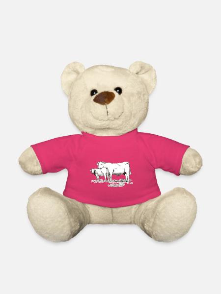 Kuh mit Kalb Bauernhof Geschenk Landwirt Rind - Teddy - Pink