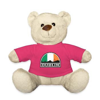 Dublin Ireland Skyline Silhouette Irish Flag Trave - Teddy Bear - pink - Front