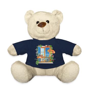 Holiday can be so beautiful at home on balconies - Teddy Bear - french navy - Front