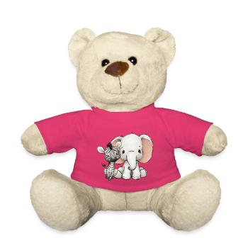 Éléphant et zèbre - Nounours - rose - Devant