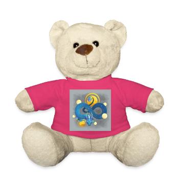 Blue Ink Spirits Poster - Regenbogenblauer Drache - Teddy - Pink - Vorne