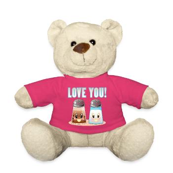 SALIÈRE AU POIVRE - LOVE YOU - CITATION AMUSANTE - Nounours - rose - Devant