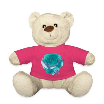 Baleine bleue aquarelle – Ocean Wildlife Art - Nounours - rose - Devant