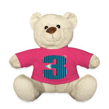 BLAUER STIFT DREI ZAHL 3 DRITTKLÄSSLER - Teddy - Pink - Vorne