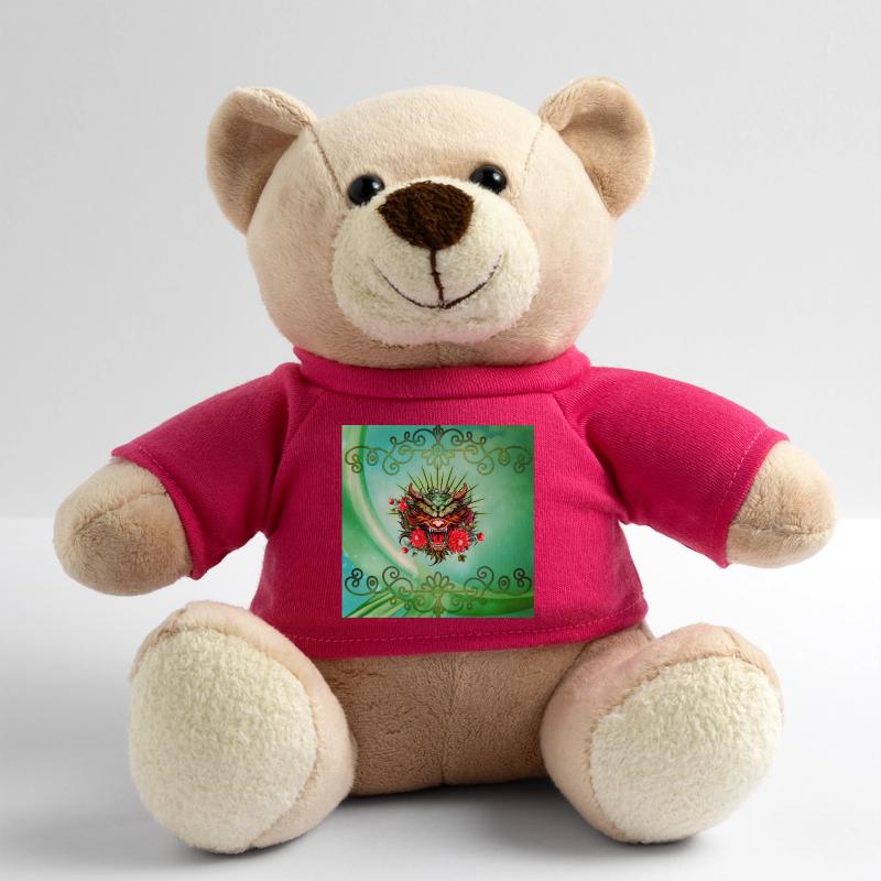 Wunderschöner bunter Drachenkopf mit Blumen. Teddy