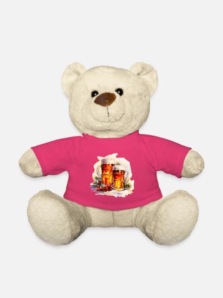 Aquarell Bier im Schnee - Teddy - Pink