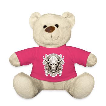 Dark Fantasy Wappen Dämonenschädel RPG Shirt - Teddy - Pink - Vorne