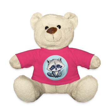 Aquarell-Illustration Niedlicher Baby-Waschbär - Teddy - Pink - Vorne