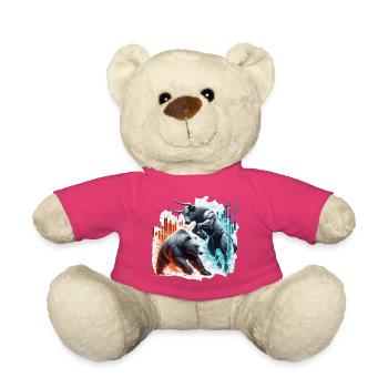 Finance Taureau Bear Fight Wall Street cadeau - Nounours - rose - Devant