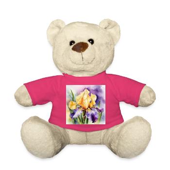 Iris Schwertlilie lila orange | Aquarell - Design - Teddy - Pink - Vorne