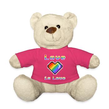 Pixel Cœur Arc-en-ciel Amour - Nounours - rose - Devant