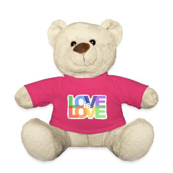 Love Is Love Pride Typography - Teddy Bear - pink - Front
