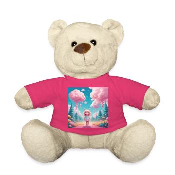 Fille dans la forêt de barbe à papa - Nounours - rose - Devant