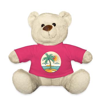 Island palm tree at sunset - Teddy Bear - pink - Front