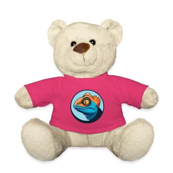 Chameleon Cute Kawaii Cartoon Animal Pet Logo - Teddy Bear - pink - Front