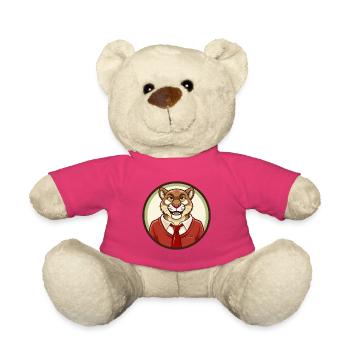 Cougar Colorful Kawaii Cartoon Character Clipart - Teddy Bear - pink - Front