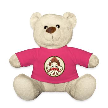 Squid Colorful Kawaii Cartoon Character Clipart - Teddy Bear - pink - Front