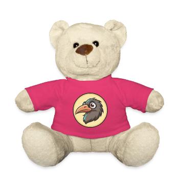 Raven Kawaii Cartoon Character Animal Pet Face - Teddy Bear - pink - Front