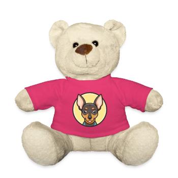 Miniatur Pinscher Hunderasse Cartoon Kawaii - Teddy - Pink - Vorne